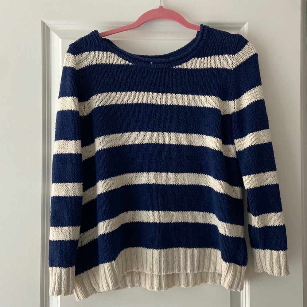 Striped white/navy Jcrew sweater